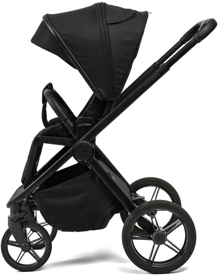 Детская коляска Peppy Monaco Plus 3 в 1 с автокреслом Verona Beige Black (черный), рама черная