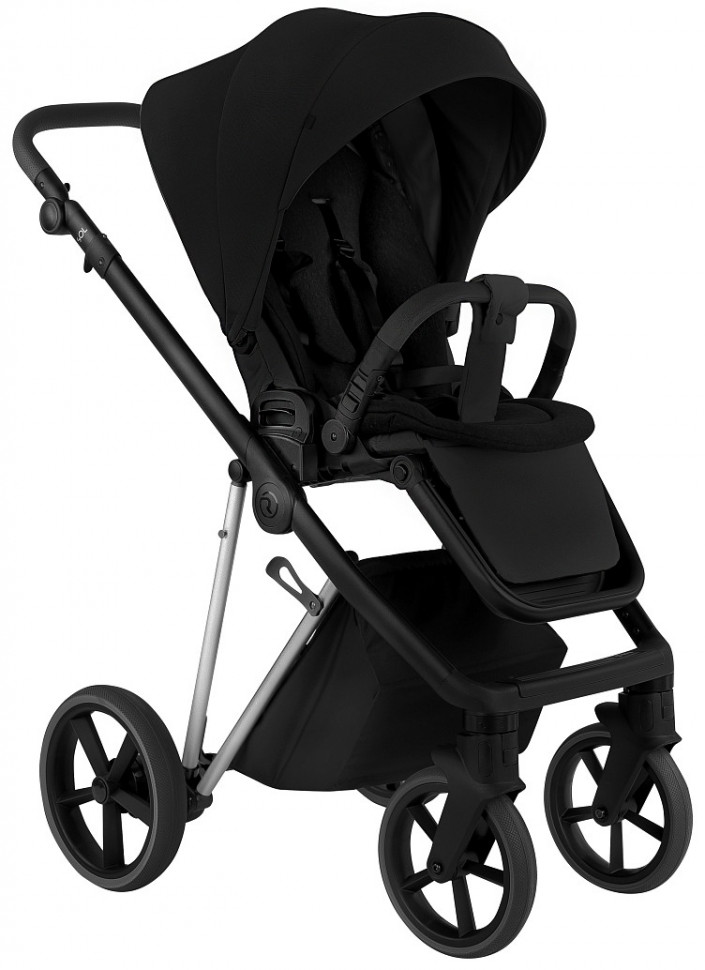 Детская коляска Roan Sol Vintage Luxury 2.0 3 в 1 с автокреслом Pituso Santiso Pro VIN 05/CB Caviar Black/Nickel/руч.Black