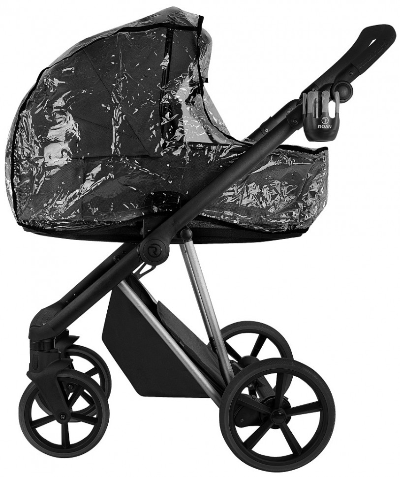 Детская коляска Roan Sol Vintage Luxury 2.0 3 в 1 с автокреслом Pituso Santiso Pro VIN 05/CB Caviar Black/Nickel/руч.Black