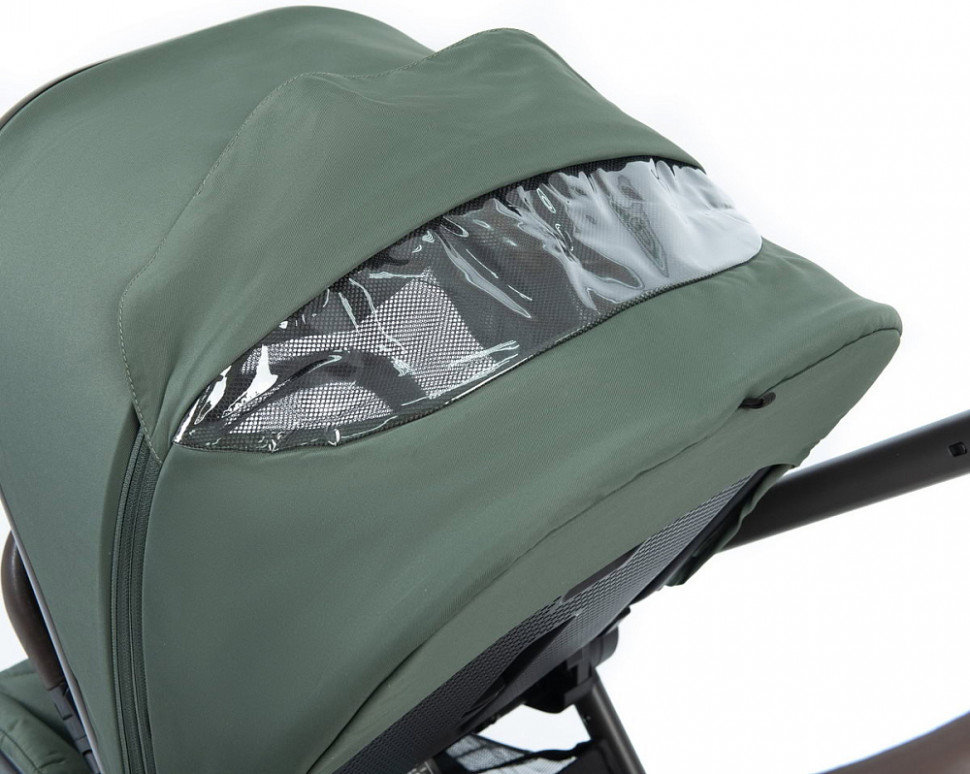 Детская коляска Peppy Monaco Thermo 4 в 1 с автокреслом Welldon Crown 2 Beige и базой Green (зеленый), рама серо-коричневая