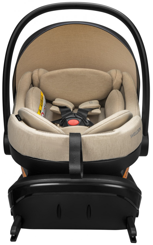 Детская коляска Peppy Monaco Thermo 4 в 1 с автокреслом Welldon Crown 2 Beige и базой Latte (бежевый), рама бежевая