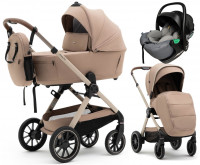 Коляска Agex Prima Pro 3 в 1 с автокреслом i-Safe S Grey APP232 Beige (Бежевый)