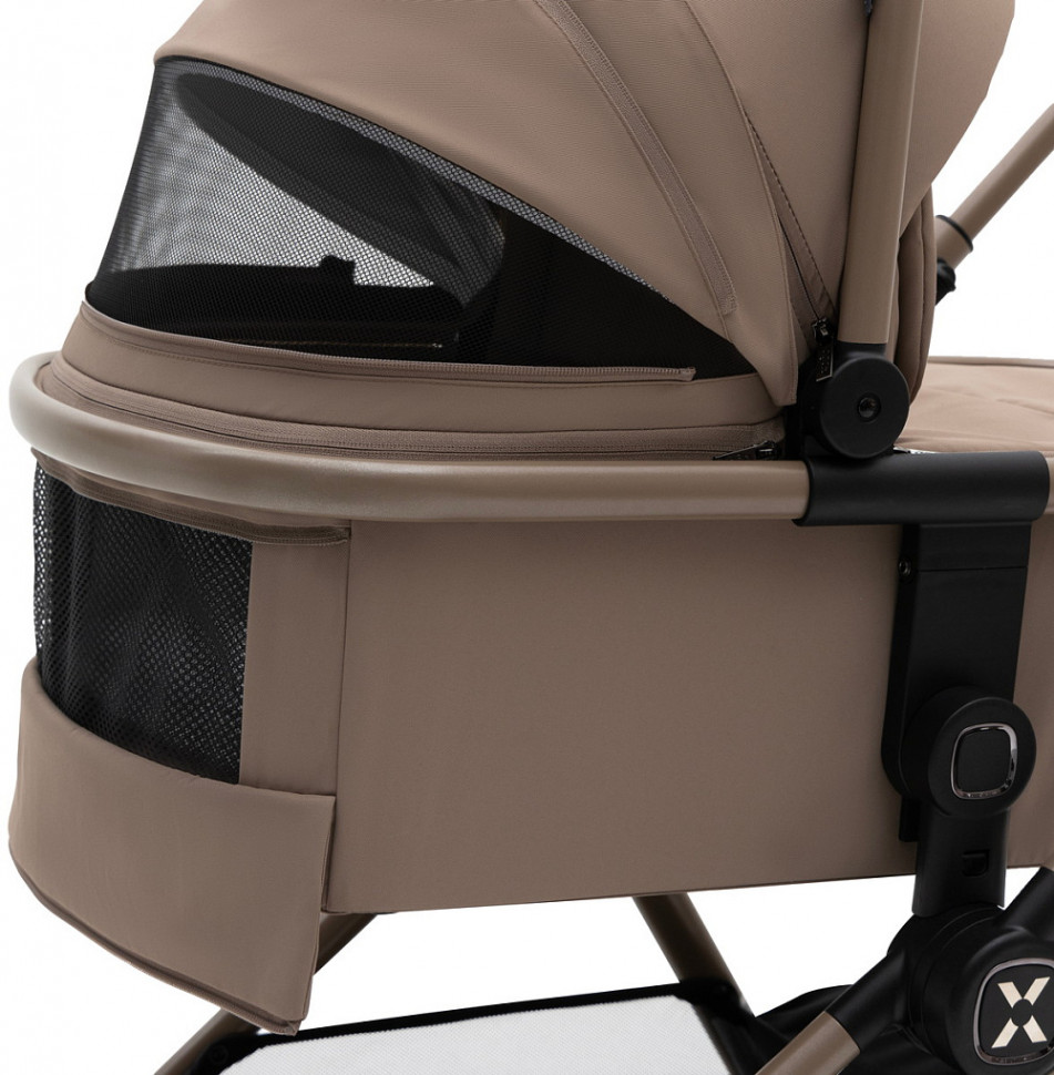 Коляска Agex Life 4 в 1 матовая рама с автокреслом i-Safe S Grey и базой ALB620 Taupe Beige (Бежевый)