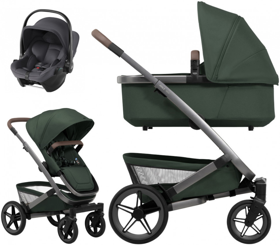 Детская коляска 3 в 1 Joolz Geo5 и автокресло Baby-Safe Core Midnight Grey Forest Green