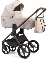 Детская коляска Peppy Monaco Thermo 4 в 1 с автокреслом Welldon Crown 2 Grey и базой Beige (молочный), рама серо-коричневая