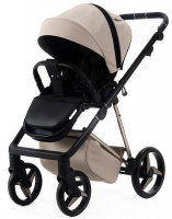 Детская коляска Adamex Quantum Superstar Deluxe 2 в 1 Q-STAR155-K (СВ.БЕЖ.КОЖА+СВ.БЕЖ.ДНО+БЕЖ.РАМА)