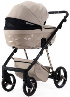 Детская коляска Adamex Quantum Superstar Deluxe 2 в 1 Q-STAR155-K (СВ.БЕЖ.КОЖА+СВ.БЕЖ.ДНО+БЕЖ.РАМА)