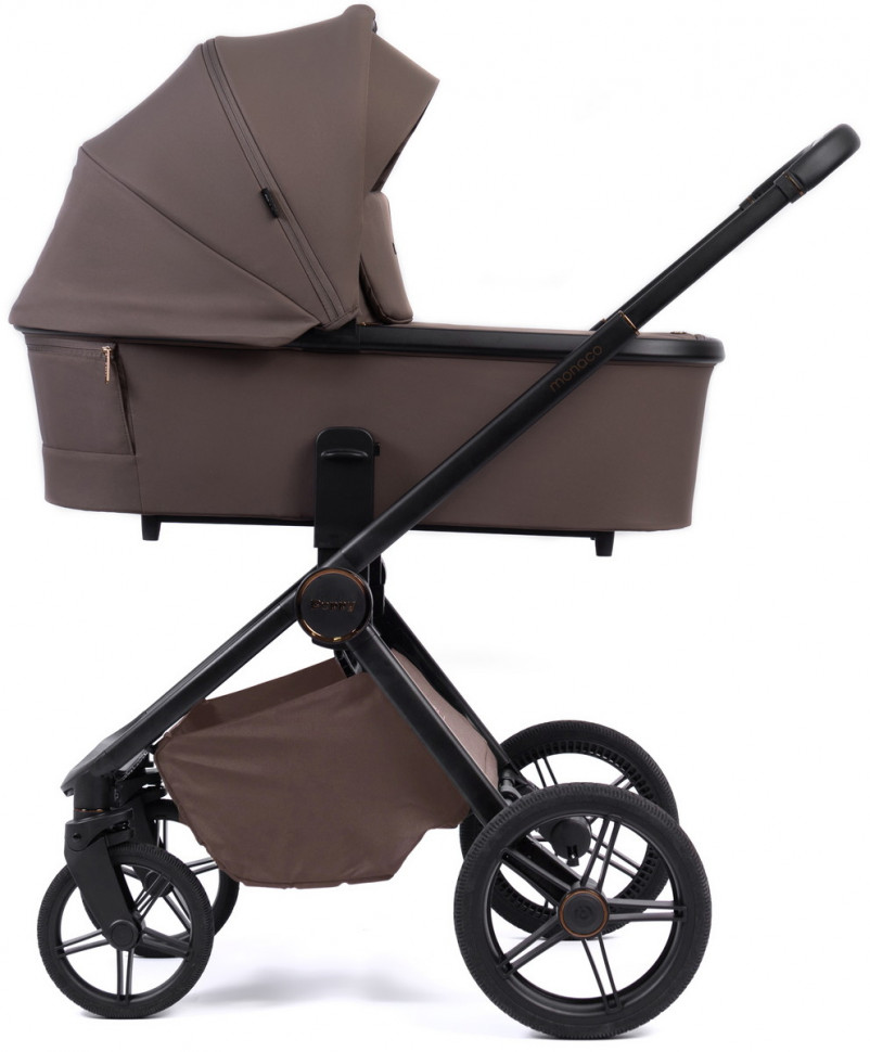 Детская коляска Peppy Monaco Plus 3 в 1 с автокреслом Verona Brown Brownie (коричневый), рама черная
