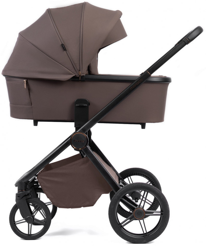 Детская коляска Peppy Monaco Plus 3 в 1 с автокреслом Verona Brown Brownie (коричневый), рама черная