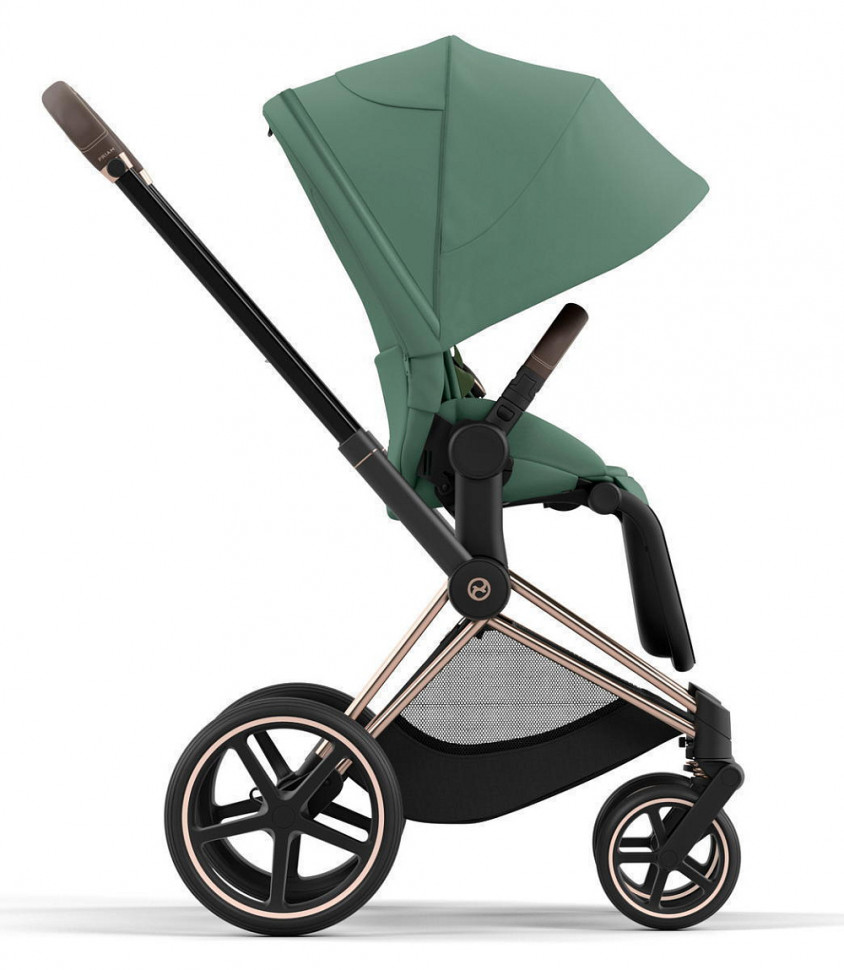 Коляска 3 в 1 Cybex Priam IV Rosegold complete и автокресло Cloud T i-Size Mirage Grey Plus Leaf Green
