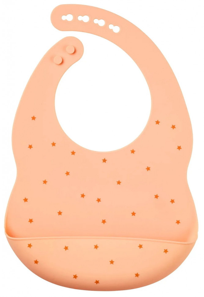 Фартук нагрудный Nattou силиконовый пудра из персика и звездочек (powder peach and stars) 874427