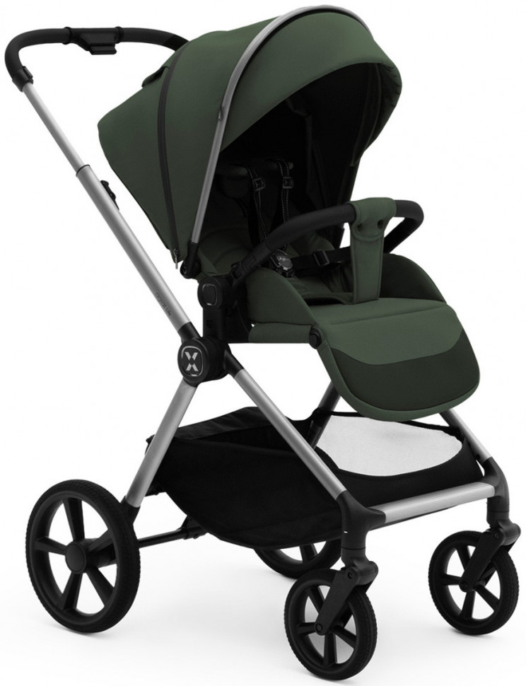 Коляска Agex Life 4 в 1 хромированная рама с автокреслом i-Safe S Black и базой ALC613 Crocodile (Зеленый)