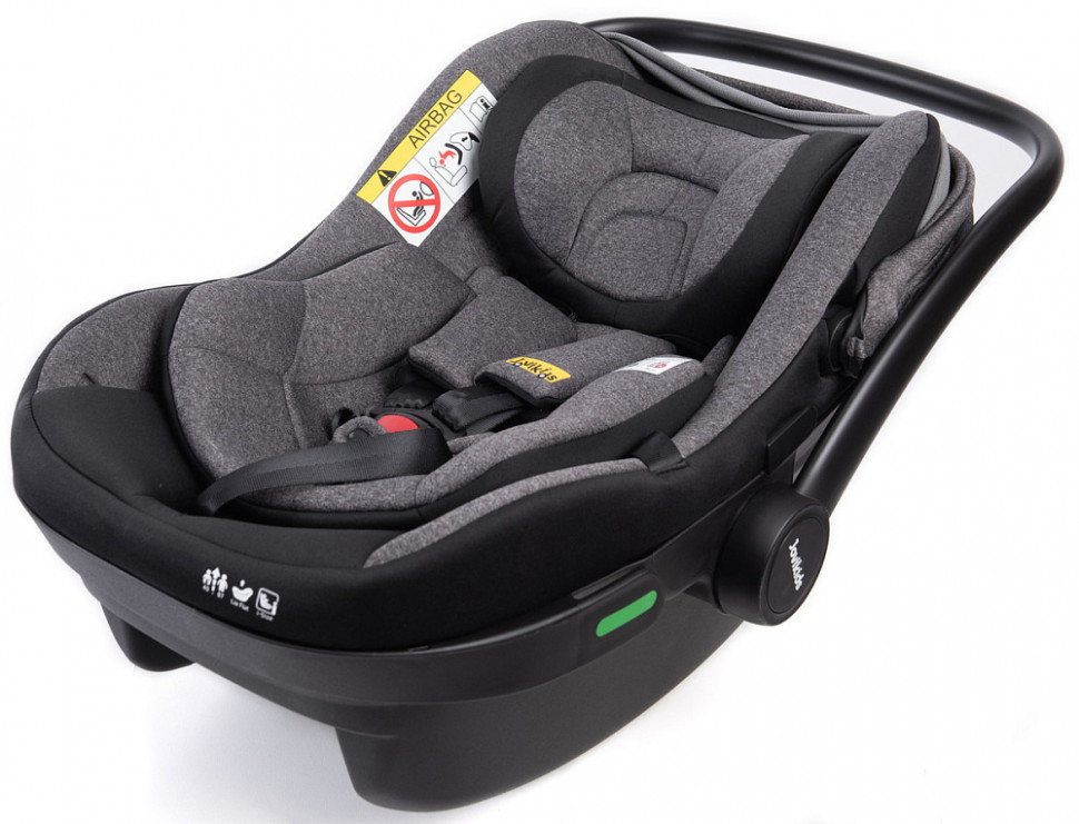 Детская коляска Peppy Monaco Plus 4 в 1 с автокреслом Jovikids Aria Black и базой Mint (мятный), рама черная