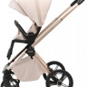 Детская коляска Peppy Monaco Plus 4 в 1 с автокреслом Welldon Crown 2 Beige и базой Beige (бежевый), рама беж, шлифованный алюминий
