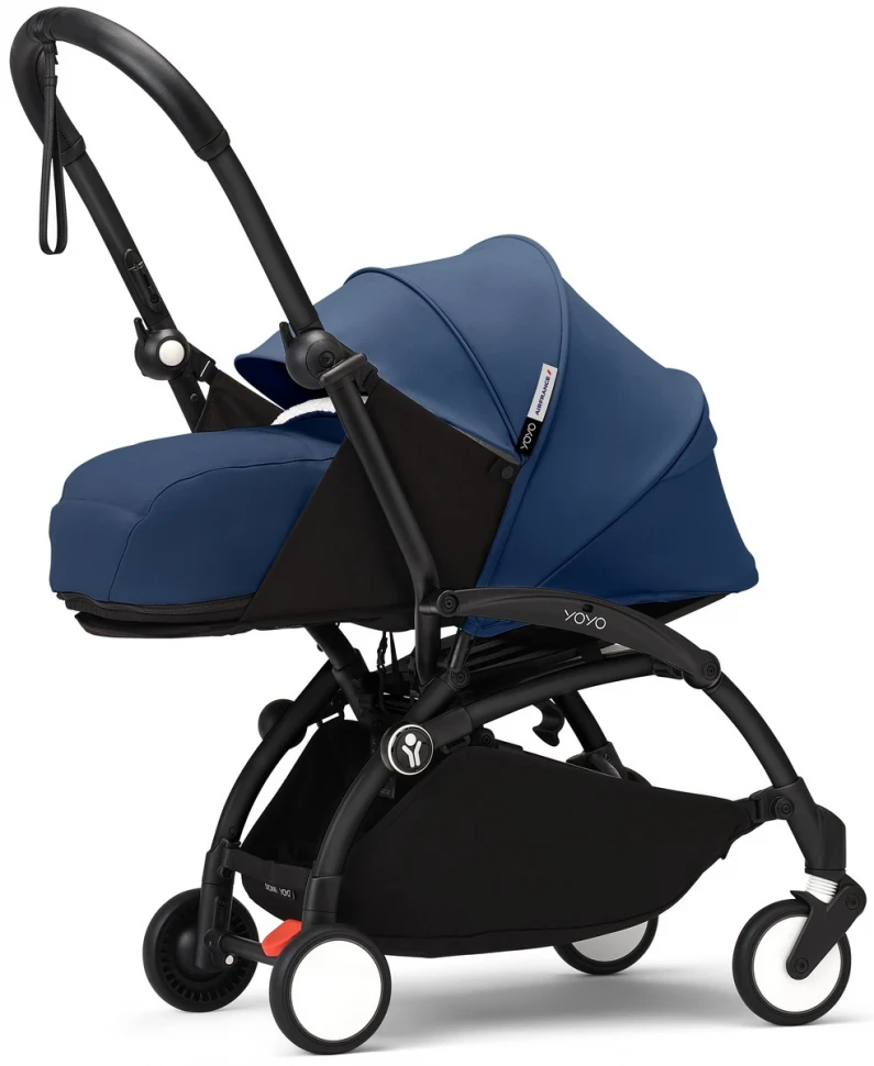 Коляска для новорожденных Stokke YOYO3 Newborn Pack 0+ рама чёрная Black Air France Blue