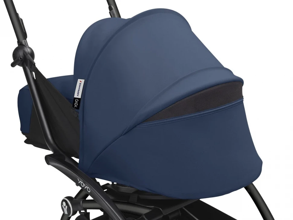 Коляска для новорожденных Stokke YOYO3 Newborn Pack 0+ рама чёрная Black Air France Blue
