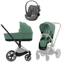 Коляска Cybex Priam IV Chrome Brown complete Cloud G Lava Grey Base G3 4 в 1 Leaf Green