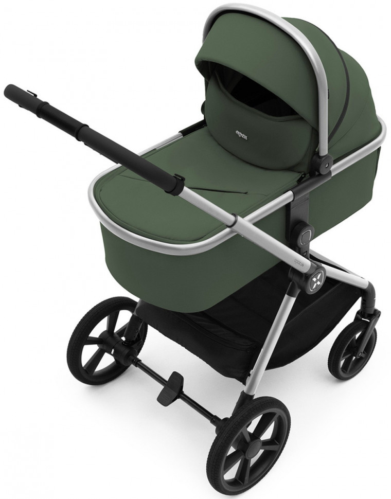 Коляска Agex Life 4 в 1 хромированная рама с автокреслом i-Safe S Grey и базой ALC613 Crocodile (Зеленый)