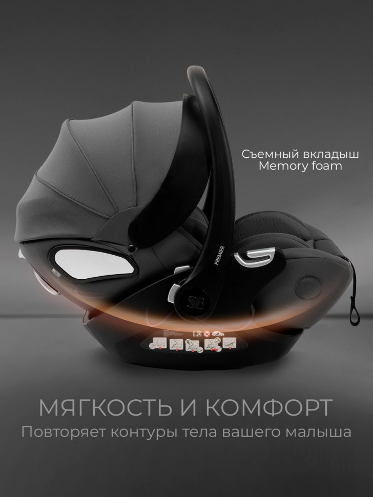 Коляска 3 в 1 Sweet Baby Rocco Air + автокресло Premier Grey Black (Air)