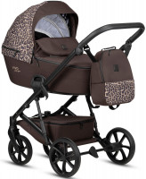 Детская коляска Tutis Viva 6 Plus Wild Elegance 4 в 1 с автокреслом Elo Lux EduSky Black и базой Wild Mocca