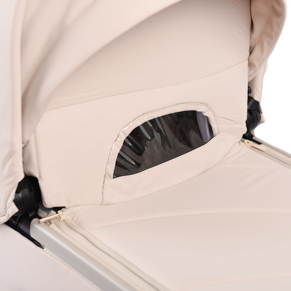 Детская коляска Peppy Monaco Plus 4 в 1 с автокреслом Verona Beige и базой Cream (кремовый), рама бежевая