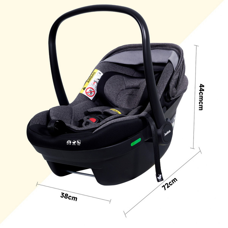 Детская коляска Peppy Monaco Plus 4 в 1 с автокреслом Jovikids Aria Black и базой Black (черный), рама черная