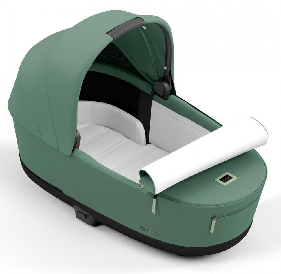 Коляска 3 в 1 Cybex Priam IV Chrome Brown complete и автокресло Aton B2 i-Size Bay Blue Leaf Green