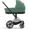 Коляска 3 в 1 Cybex Priam IV Chrome Brown complete и автокресло Aton B2 i-Size Bay Blue Leaf Green