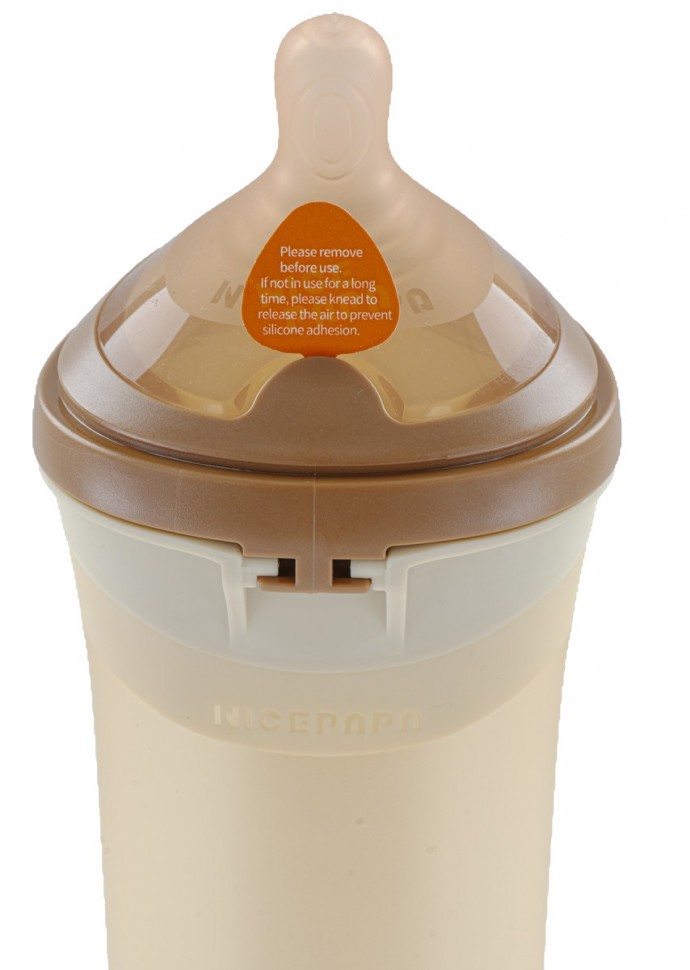 Бутылочка Nice Papa антиколики 240 мл. соска 3-7 мес Silicone NP-4953 Brown/коричневый
