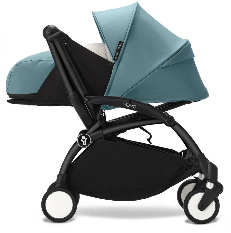 Коляска для новорожденных Stokke YOYO3 Newborn Pack 0+ рама чёрная Black Aqua Коляска для новорожденных Stokke YOYO3 Newborn Pack 0+ рама чёрная Black Aqua