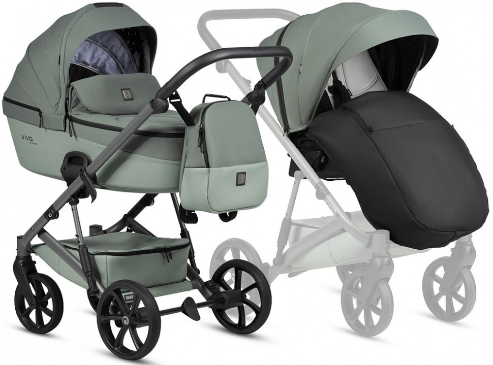 Детская коляска Tutis Viva 6 Plus Essential 3 в 1 с автокреслом Elo Lux EduSky Black 1612039 Sage