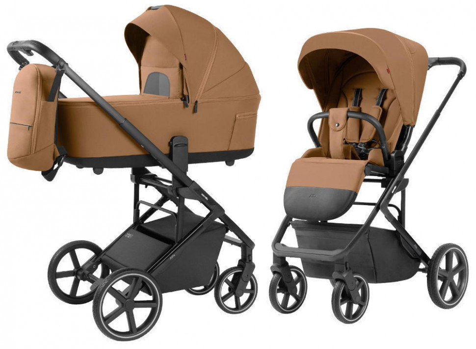 Коляска Carrello Alfa CRL-6522 2025 Ammonite AY329 Pro Absolute Black с базой Isofix 4 в 1 Honey Beige